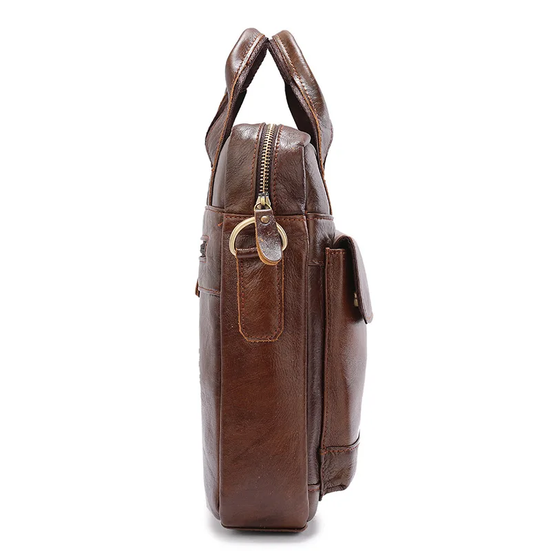 New Vintage Men's Cow Leather Shoulder Bag Large Capacity Male ipad Crossbody Bag For Men