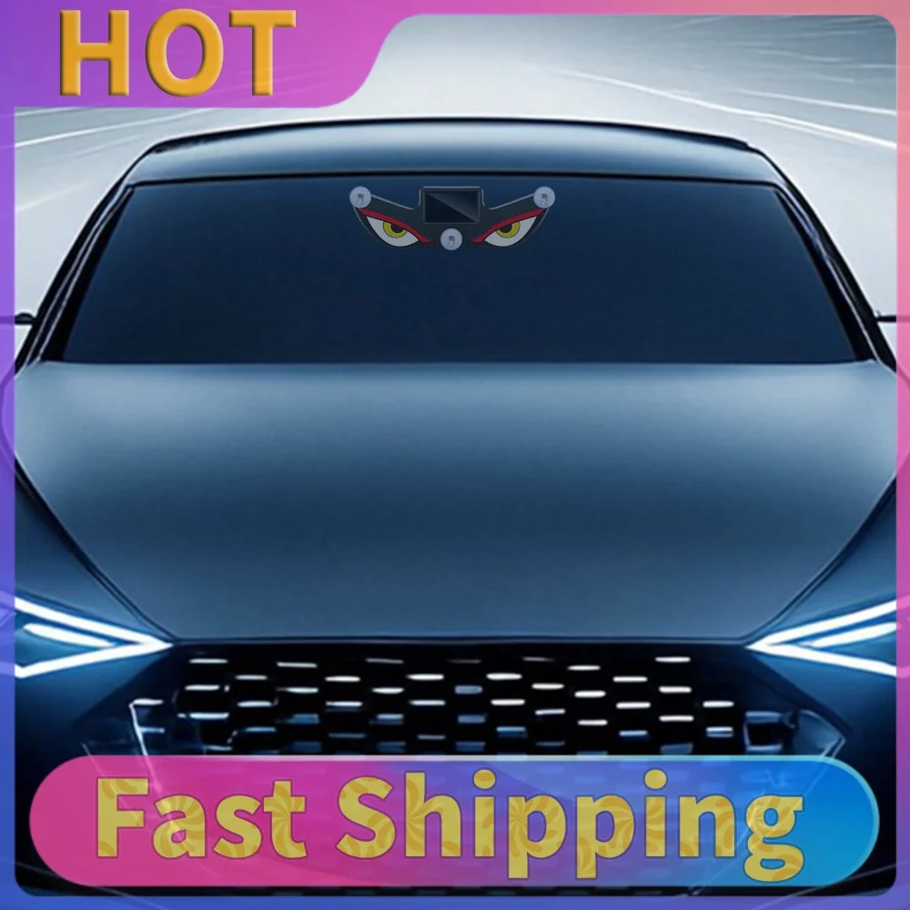 LED Solar Powered Animated Eyes Light with Suction Cup Dynamic Atmosphere Decorative Lights Front Rear Glass Window Lamp Sticker