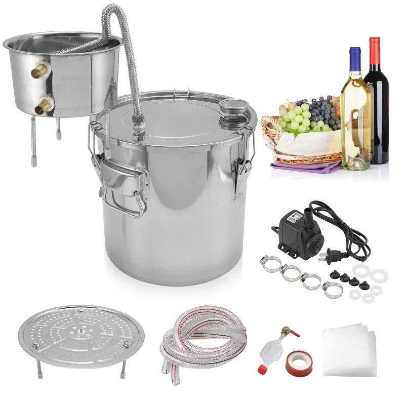 22L Alcohol Brewing Distiller DIY Moonshine Apparatus Still Whisky Beer Brandy Home Brew Water Wine Essential Oil Brewing Kit