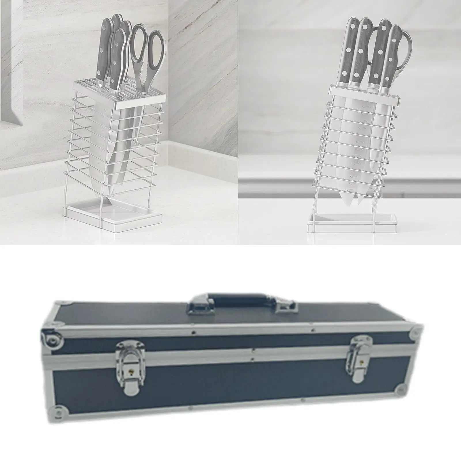 

Tool Case Knife Storage Box with Handle Multipurpose Lightweight 50x12x12cm