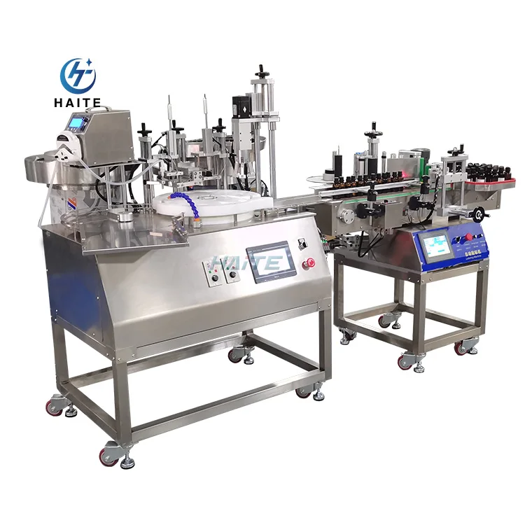 Table Top Automatic  Essential Oil Small Bottle Cream Liquid Jar Filling Capping and Labeling Machine