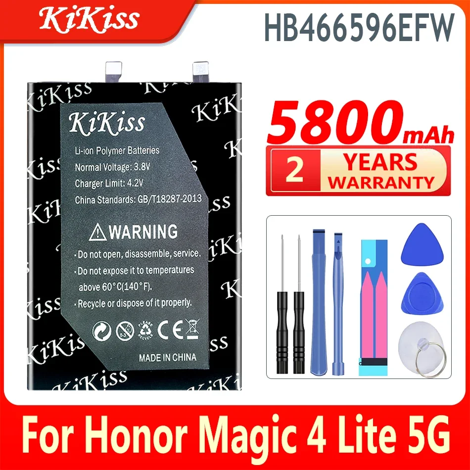 

5800mAh KiKiss New Battery HB466596EFW For huawei Honor Magic 4 Lite Magic4 Lite 5G Mobile Phone Batteries