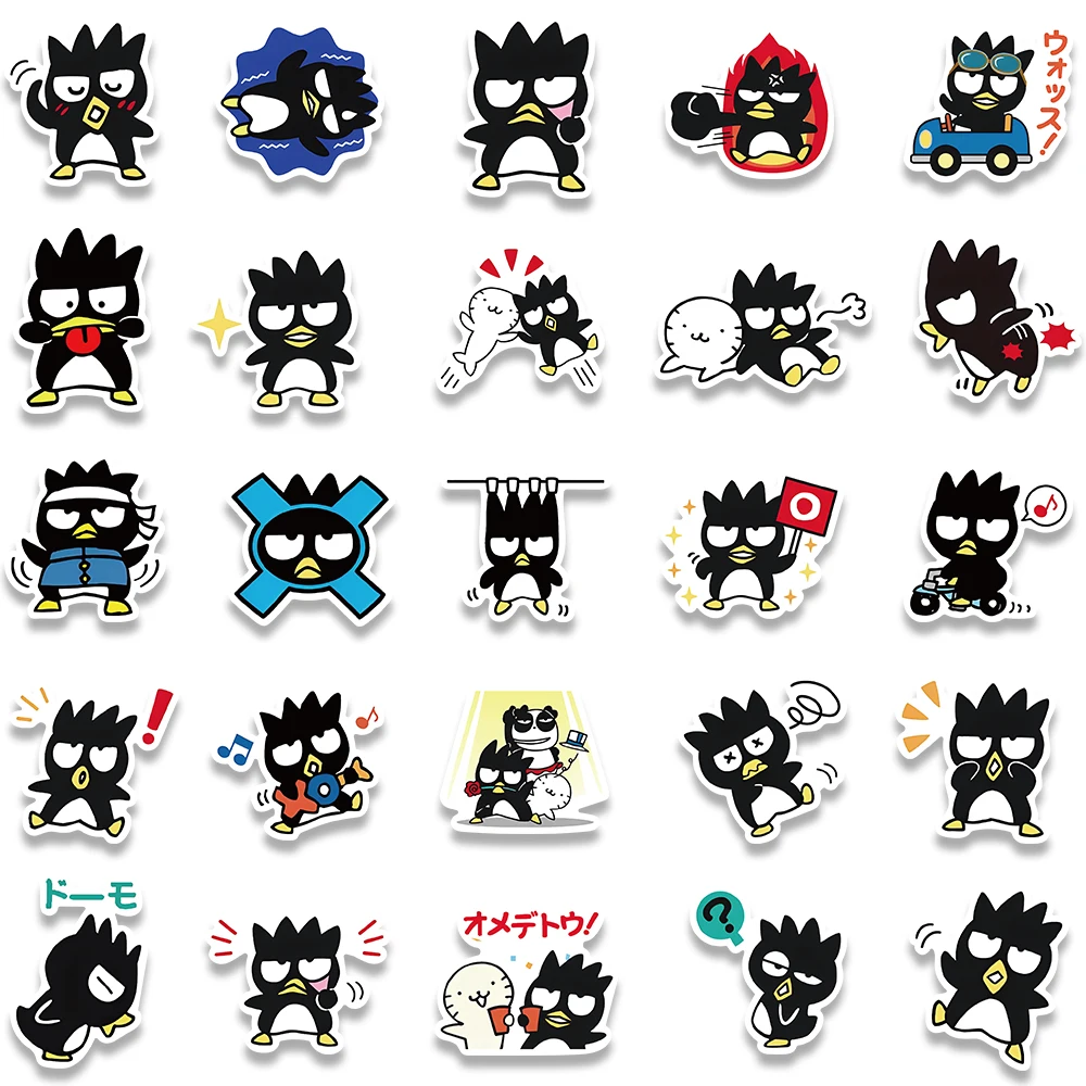 50/100PCS Sanrio Bad Badtz Maru Penguin Anime Stickers Cute Toy Decal Diary Scrapbooking Laptop Car Suitcase Bike Sticker Gift