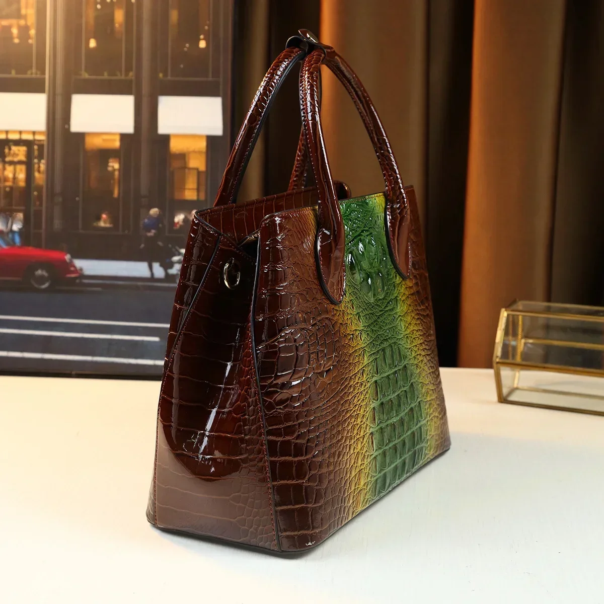 Shoulder Bag with Crocodile Pattern for Women, Stylish and Versatile, Large Capacity, New Arrival, 2024