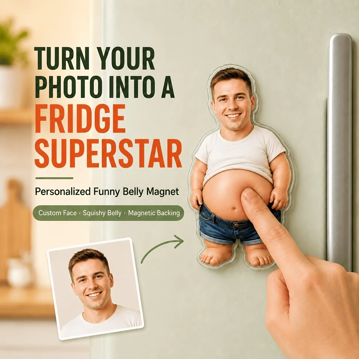 Customized soft and high elasticity belly refrigerator magnets for photos, three-dimensional decompression and kneading music re