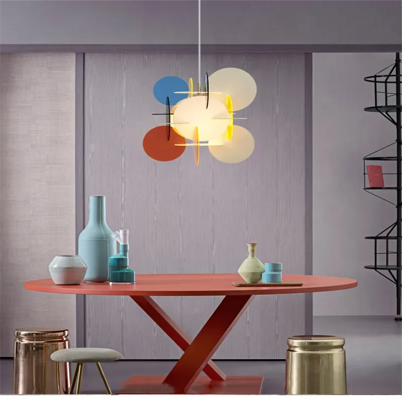 modern LED living room pendant lights Nordic Creative DIY splice Acrylic colorful children's room hanging lamp lighting fixtures