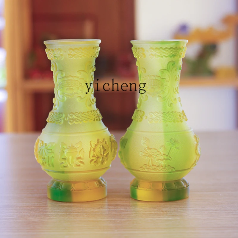 H3-26  Buddha offering vase, glazed Guanyin vase, home Buddha front ornament, offering Buddha utensils