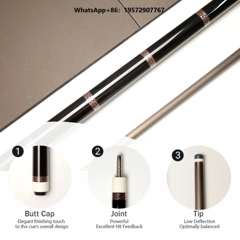 High Quality Light Weight Billiard Cue 1/2 Split 2-Piece Carbon Fiber Shaft Stainless Steel Joint Length