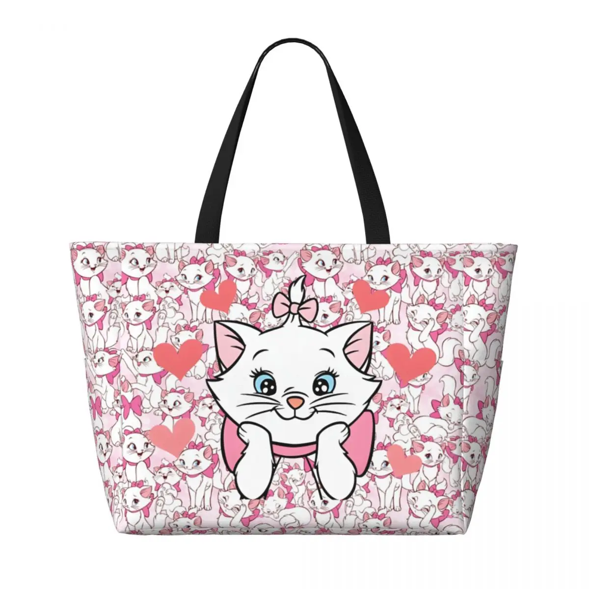 Custom Large The Aristocats Marie Cat Tote Bag for Women Cartoon Shoulder Shopping Gym Beach Travel Bag