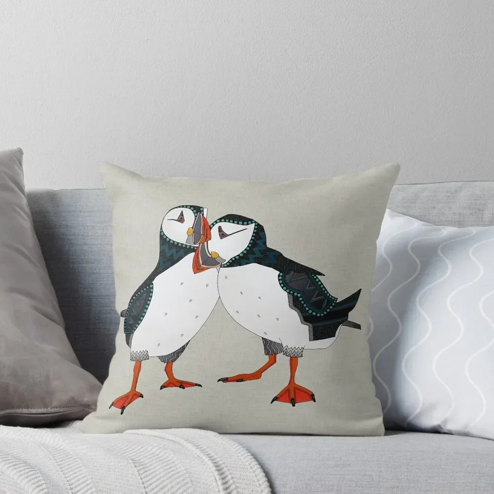 puffin pair warm grey Throw Pillow sleeping pillows Rectangular Cushion Cover Ornamental Pillow Cushions For Sofa Pillow