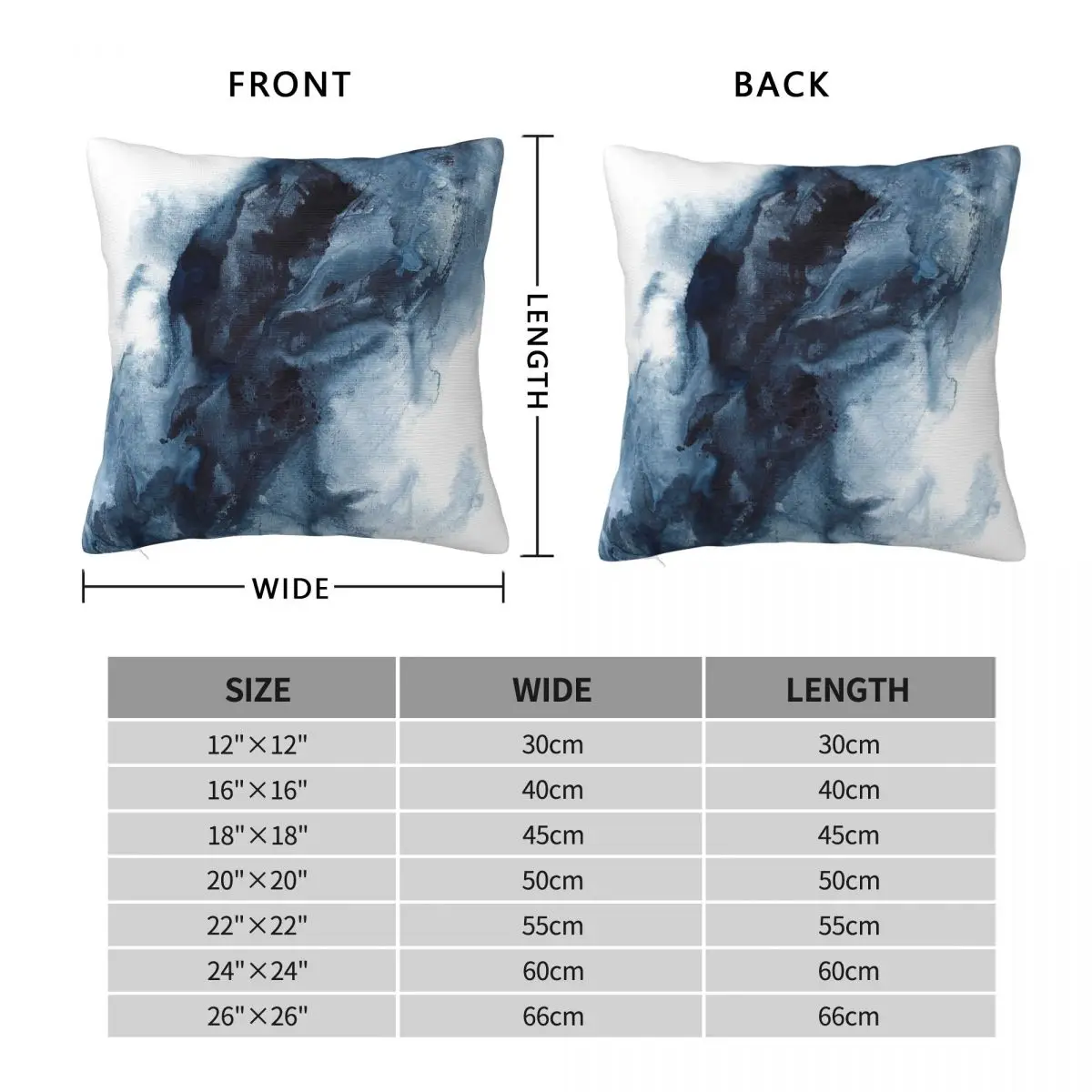 Indigo Depths Fluid Square Pillowcase Polyester Linen Velvet Creative Zip Decorative Home Cushion Cover
