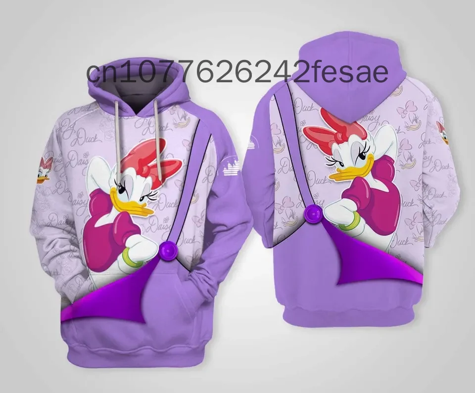 2024 New Disney Daisy duck Hoodies Casual Hip Hop Street Clothing Men's and Women's Long sleeved Sweatshirts