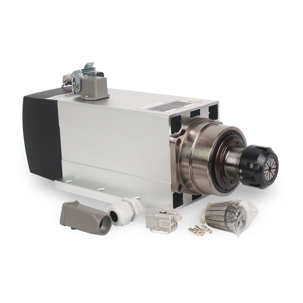 

Высококачественный квадратный двигатель шпинделя мощностью 4,5 кВт с воздушным охлаждением и высокими оборотами, 18000 об/мин для гравировки в Китае