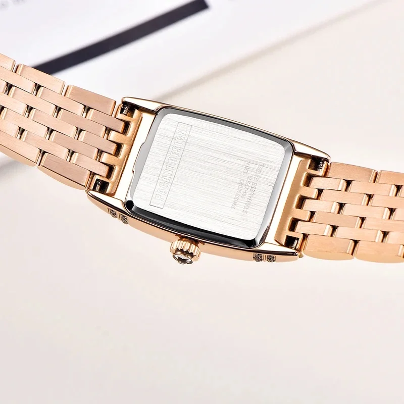 PAGANI DESIGN PD-1737L Women Quartz Watch Ronda 762 Swiss Movement 22MM Square Sapphire Glass Rose Gold Fine Steel Bracelet Ladi view 3