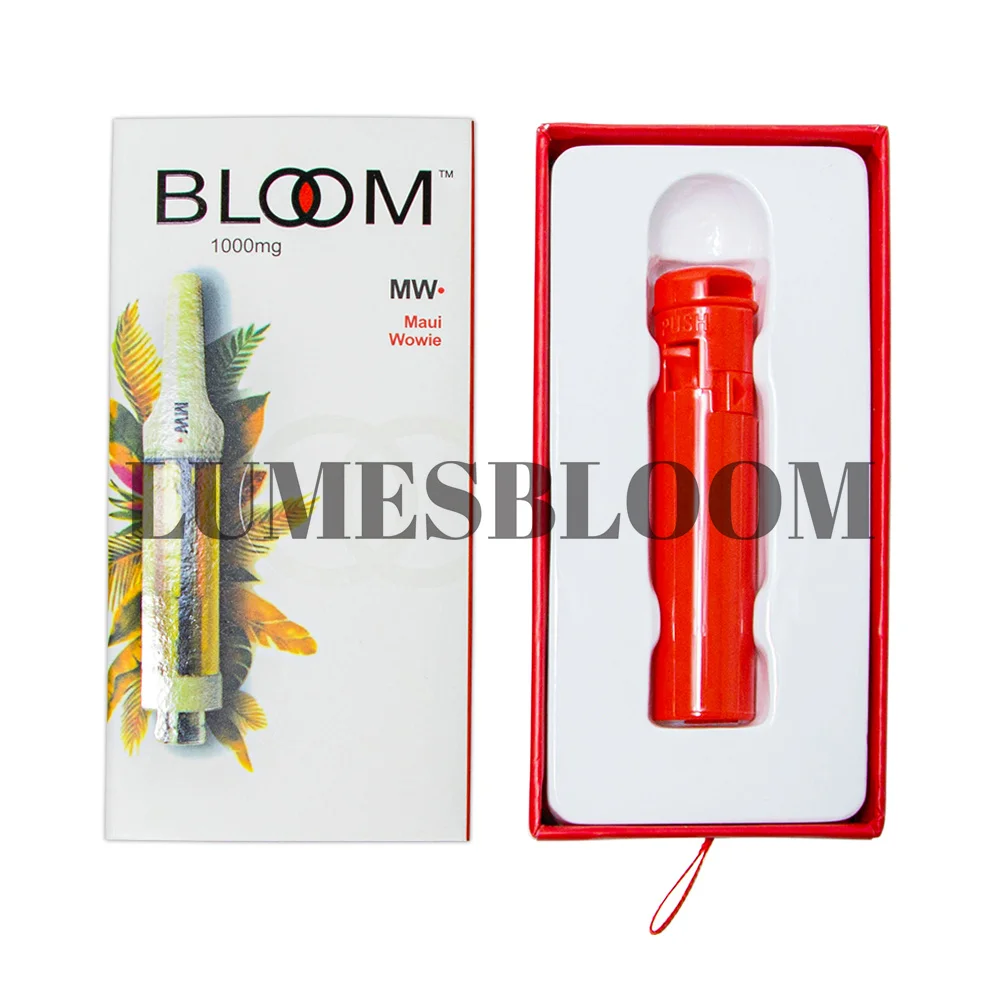 1ml Bloom Empty Cartridge Set Push Type Paper Packaging Childproof Lock Red 510 Tank Plastic Storage Tube Customize Container