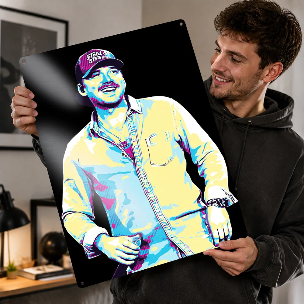 Morgan Wallen Pop Art Portrait 3D Texture Metal Poster Customized Wall Art Tin Sign Gift for Mancave Decor Living Room Wand Deko
