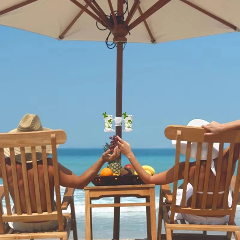 KYCOR-Beach Umbrella Cup Holder Parasol Tray Cup Multi-Functional Sunshade Umbrella Tube Leak-Proof Water Tray Drinks Holder