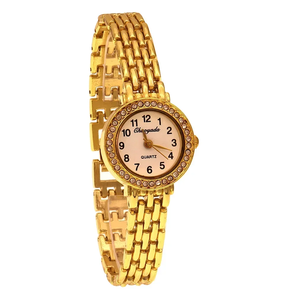 

Роскошные золотые женские часы из нержавеющей стали, повседневные модные кварцевые часы, элегантное платье, браслет, часы