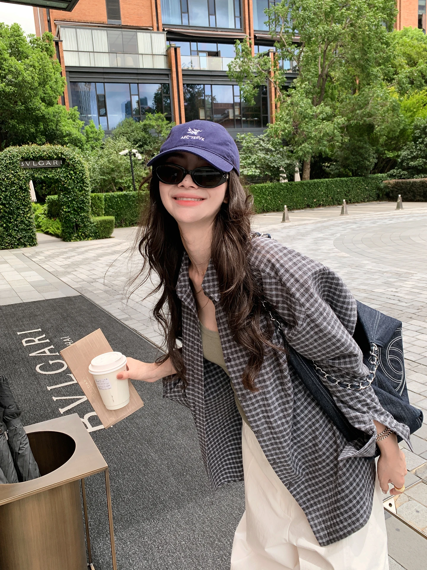 

LIYSENIOR High-End Cotton Linen Plaid Loose Women's irt Autumn New Sle Casual Versatile Top Anti-Wrinkle Long Sve Po...