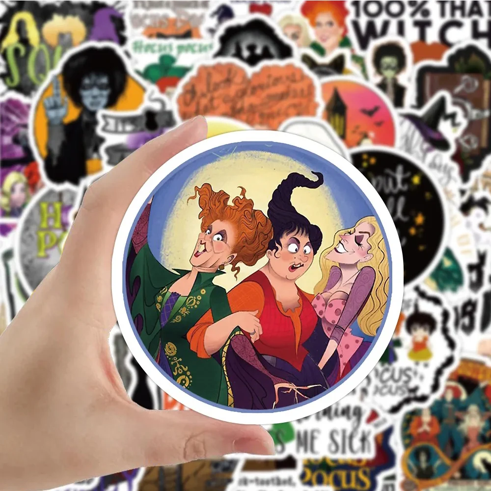 10/30/50/100 adet Disney korku cadılar bayramı cadı Hocus Pocus karikatür etiketler çıkartmaları telefon bagaj dizüstü günlüğü su geçirmez etiket