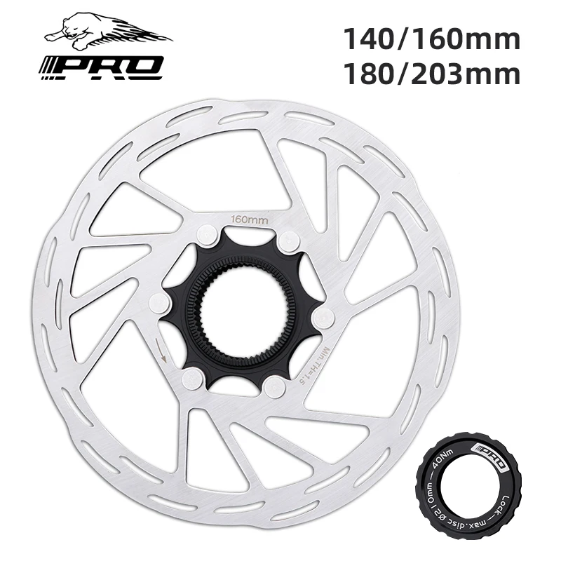 

IIIPRO Mountain Bike Center Lock Disc Brake Rotor 203mm /180mm /160mm /140mm Road Bike Cooling Disc Brake Rotor With Lock Ring