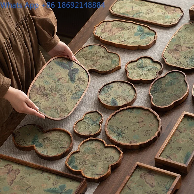 

Multiple Styles Solid Wood Teapot Holder Simple Hotel Tea Tray Single Layer Teapot Stand Rectangular Home Dry Brewing Table