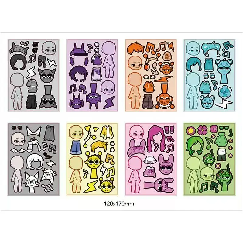 Cartoon Incredibox Sprunki changing Sticker Creative Funny Graffiti DIY Scrapbook Laptop Skateboard Decal Student Stickers