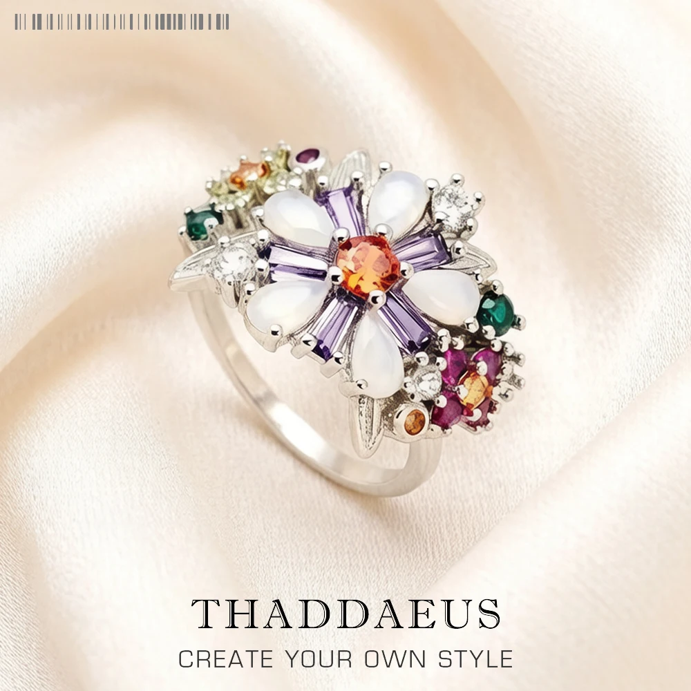 

Colourful Flowers Ring 2023 Brand New Fine Jewerly Bohemia 925 Sterling Silver Gift For Women