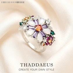 Colourful Flowers Ring 2023 Brand New Fine Jewerly Bohemia 925 Sterling Silver Gift For Women