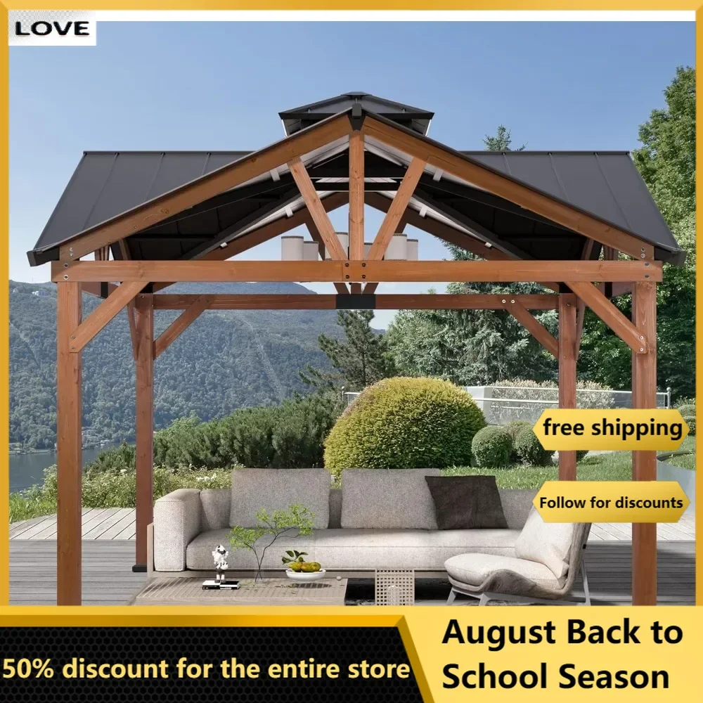 

Modern Shade Wood Gazebo,Heavy Duty Hardtop Gazebo,for Your Permanent Outdoor Pavilion,Solid Wood Framed Gazebo,Cedar Gazebo