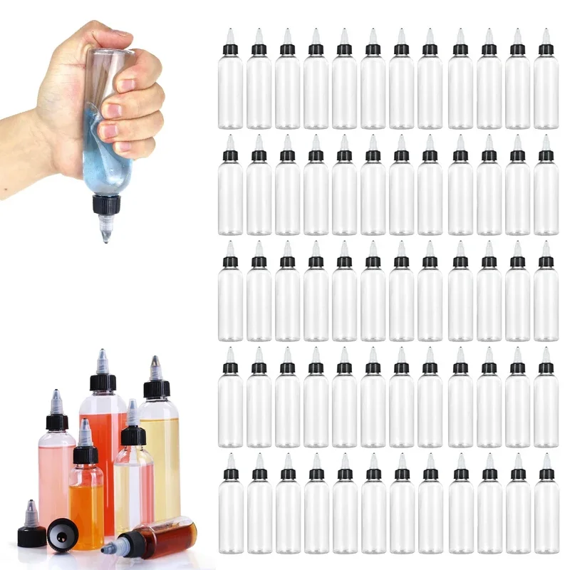 5Pcs 30/60/100/120ml Plastic PET Dispensing Bottles with Twist Cap Clear Squeeze Bottles For Crafts Art Ink Liquid Dispense Soap