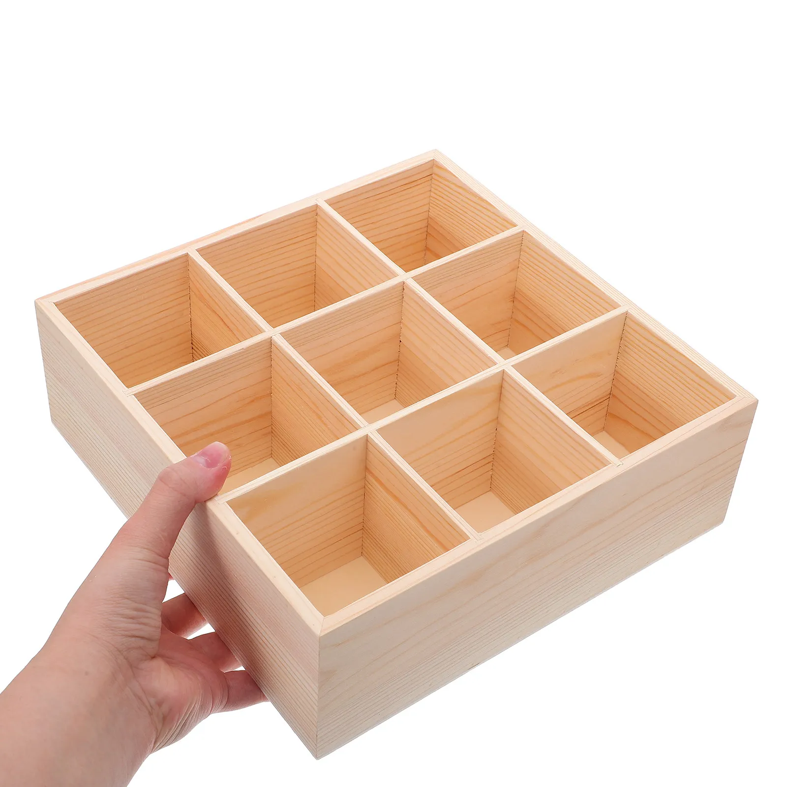 Wood Desktop Organizer with Drawer 9-Compartment Wooden Storage Box for Jewelry Makeup Beads Office Desk Tea Sugar Packet