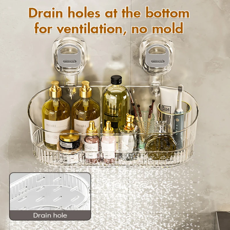 

Nohole light luxury large suction cup shelf bathroom toiletries organizer draining shelf shelf