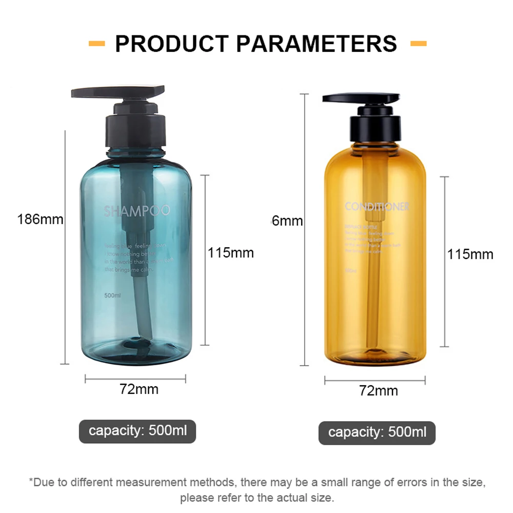 OIMG 500ML Soap Dispenser Bottle Set Bathroom Liquid Refillable Shampoo Shower Gel Bottle Lotion Press Empty Empty Container