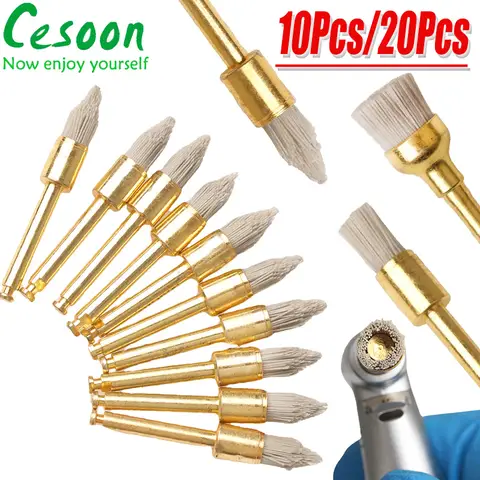 20pcs Dental Alumina Prophy Brushes Polishing Polisher Disposable Latch Flat Sharp Bowl Type Used for Stain Removal and Polish