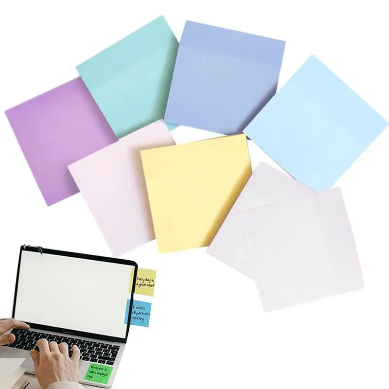 Clear Sticky Notes 400 Sheets Transparent Sticky Note Pads Reusable Translucent Memo Pad 3 X 3 Inch -50 Sheets Per Pad 6