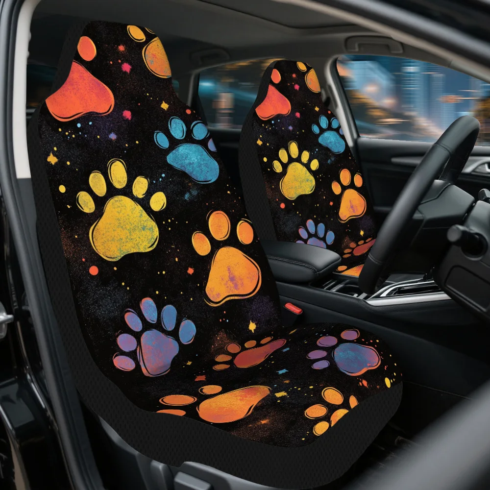 2pcs Cosmic Paw Prints Car Seat Covers For Front Seats, Universal Fit For Cars, Trucks, SUVs, Sedans, Offering Maximum Protectio