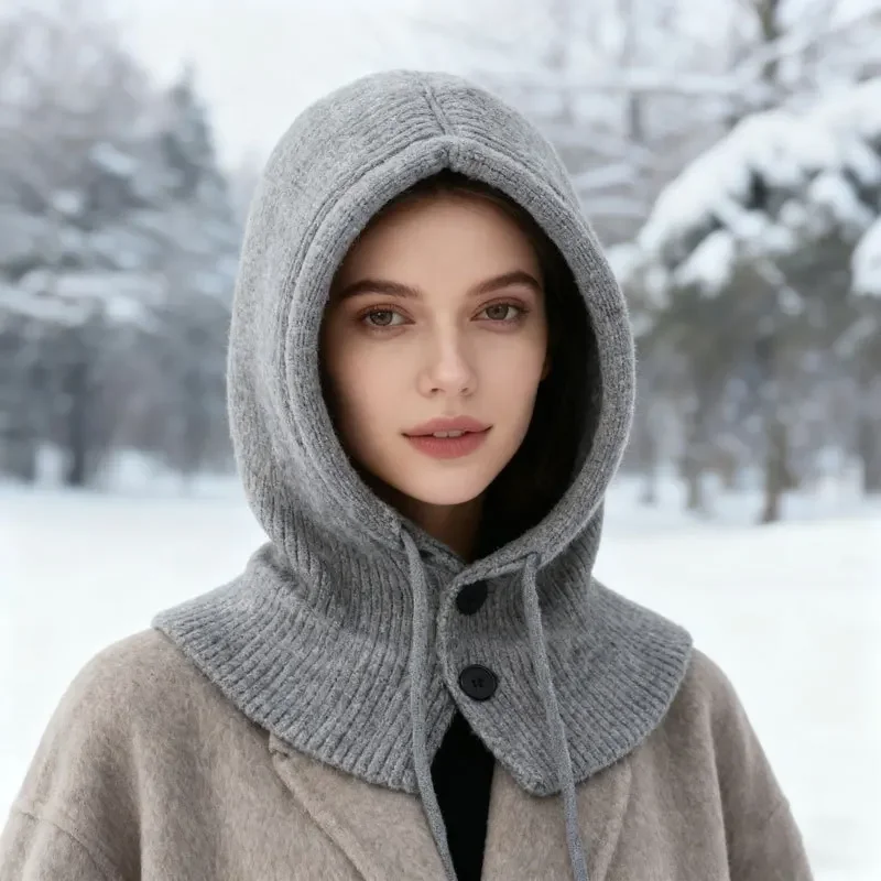 الشتاء الدافئة مقنعين وشاح قبعة متماسكة بالاكلافا للنساء الرجال الشتاء الرقبة الجراميق قبعة الجمجمة قبعة الرباط الرقبة أدفأ الموضة