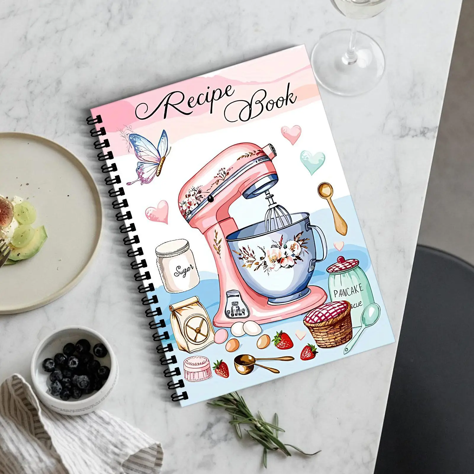 สูตรสมุดบันทึก 100 แผ่นโน้ตบุ๊คสําหรับสูตรหนังสืออาหารเปล่าที่เขียนด้วยลายมือทําอาหาร Planner สําหรับอาหารประจําวัน Prep เริ่มต้นเบเกอรี่