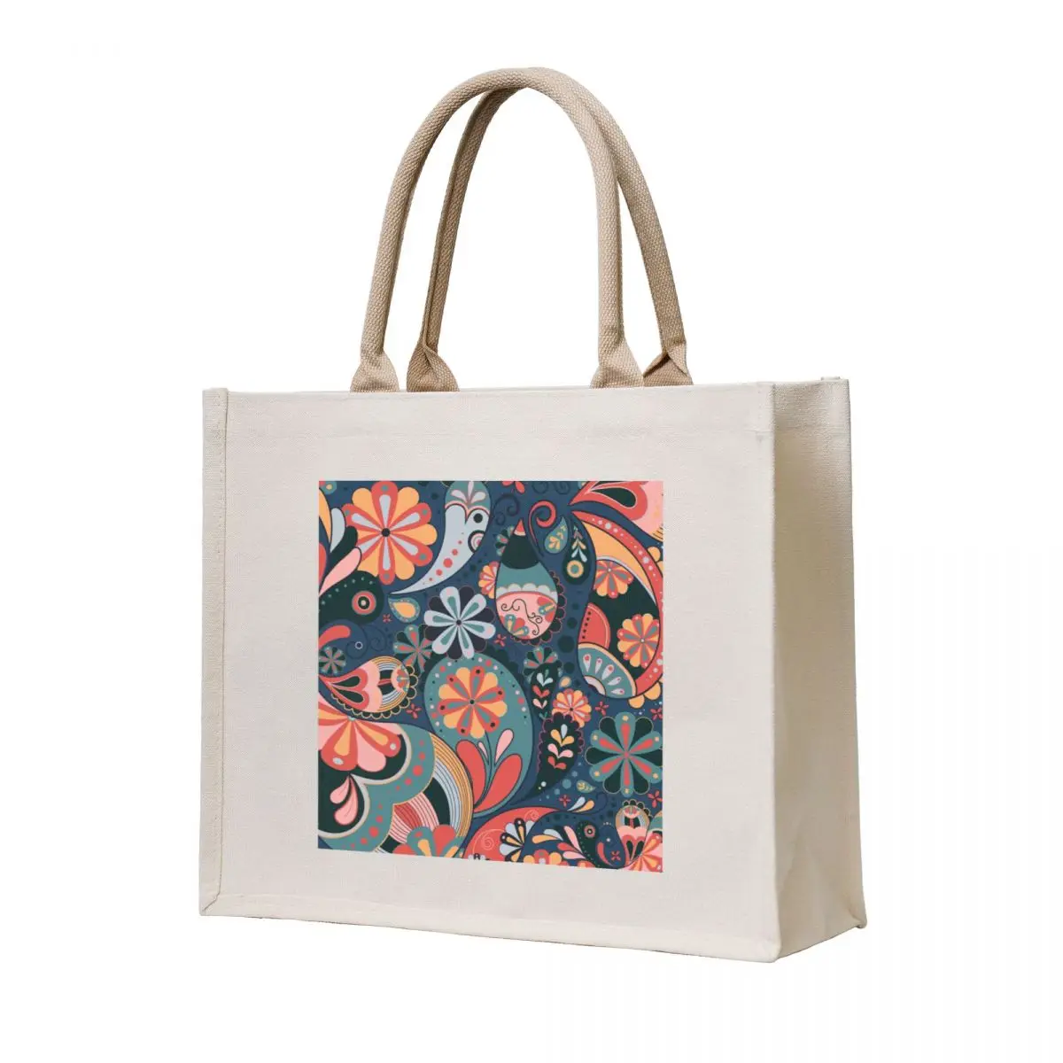 

Retro paisley design, aesthetic floral pattern Tote Bag Women's bag female bag Canvas