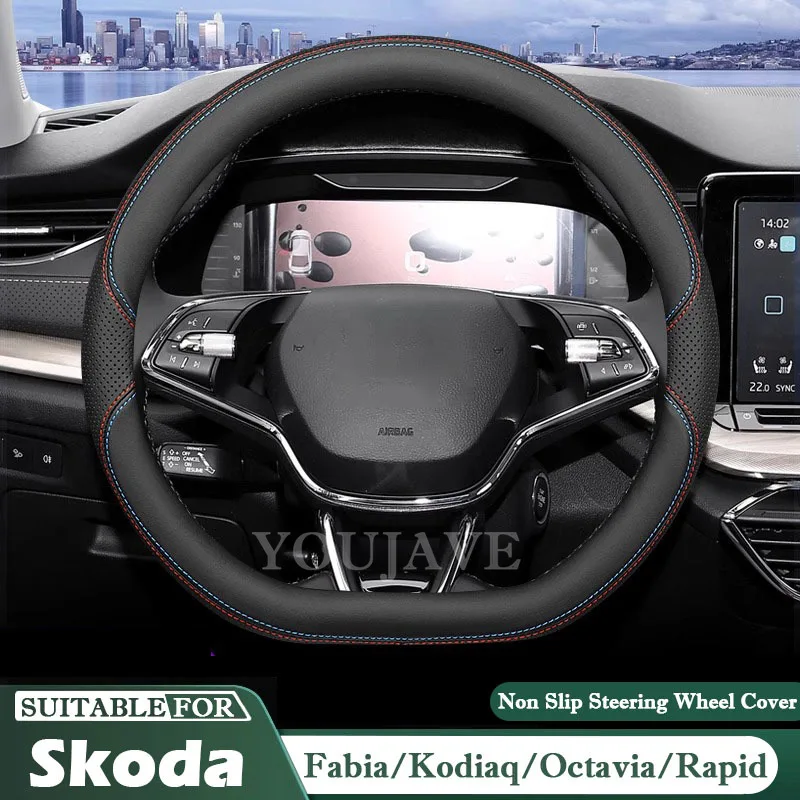 

Car Steering Wheel Cover Ultra Thin Leather Sporty Grip Anti Slip Accessorie for Skoda Octavia Skoda Yeti Octavia Fabia Karos