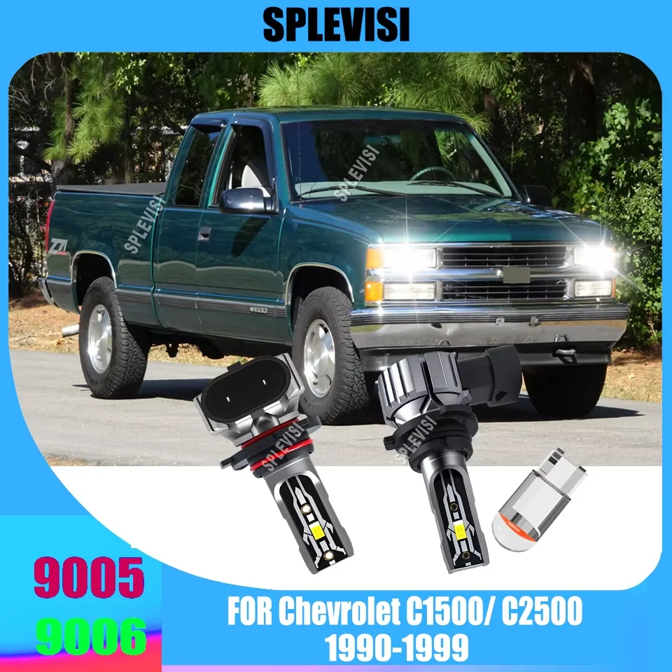 LED 12v 75W Whtie Headlight Bulbs - Better Peripheral Visibility For Chevrolet C1500 C2500 1990 1991 1992 1993 1994 1995-1999