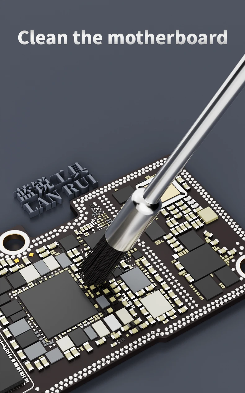 Lanrui QB95 Dust Cleaning Brush 2.35mm/3.0mm Shank Diameter For Dust Blind Spots on Mobile Phone Motherboards