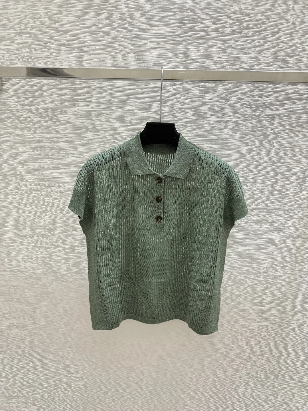 New High-Quality Early Autumn Women's Stylish Casual Collared Short-Sleeve Knit Top