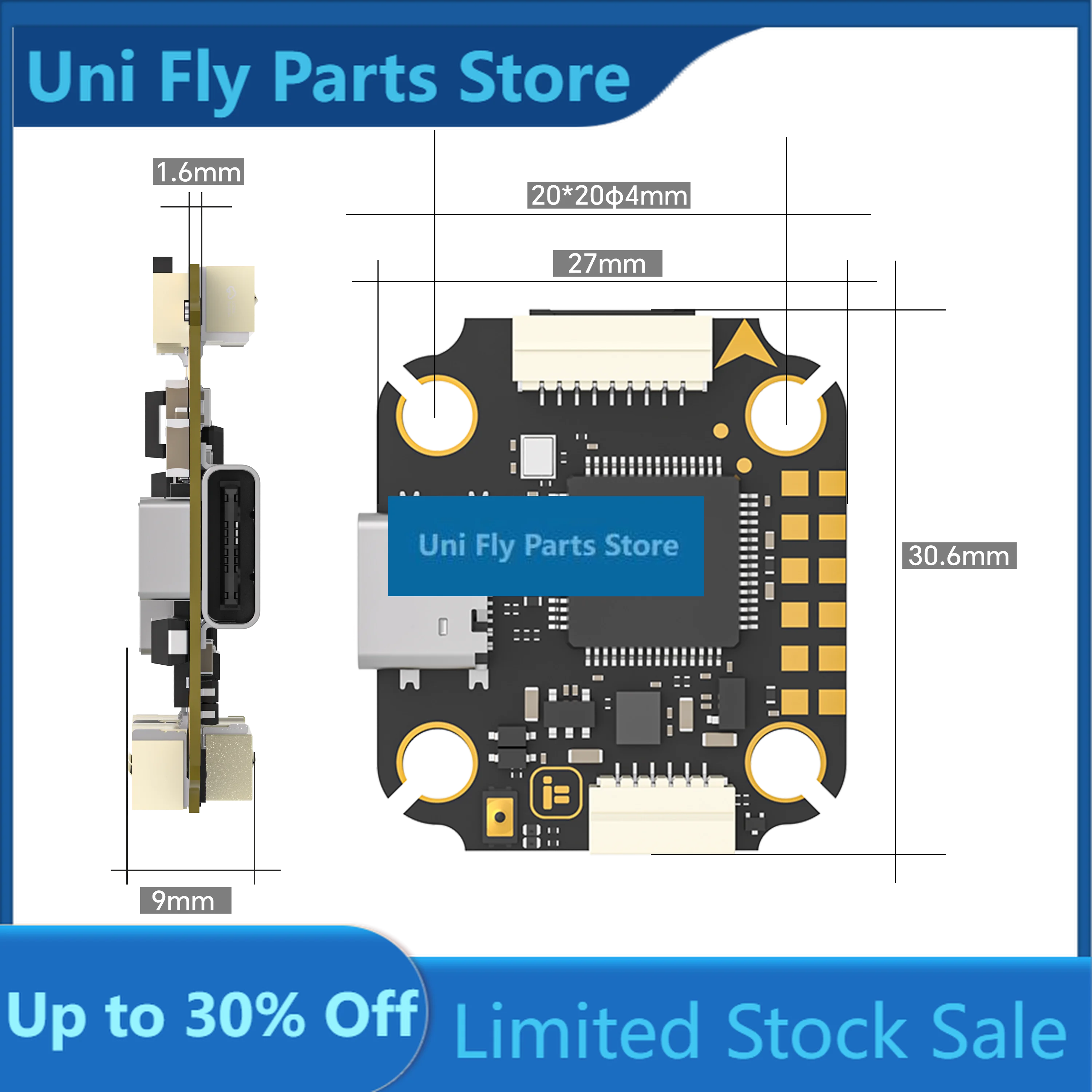 IFlight Borg Mini F7 Stack With Borg Mini F7 4-8S ICM42688 FC / Borg Mini 60 2-6S BL32 ESC For RC FPV DronesUniFly