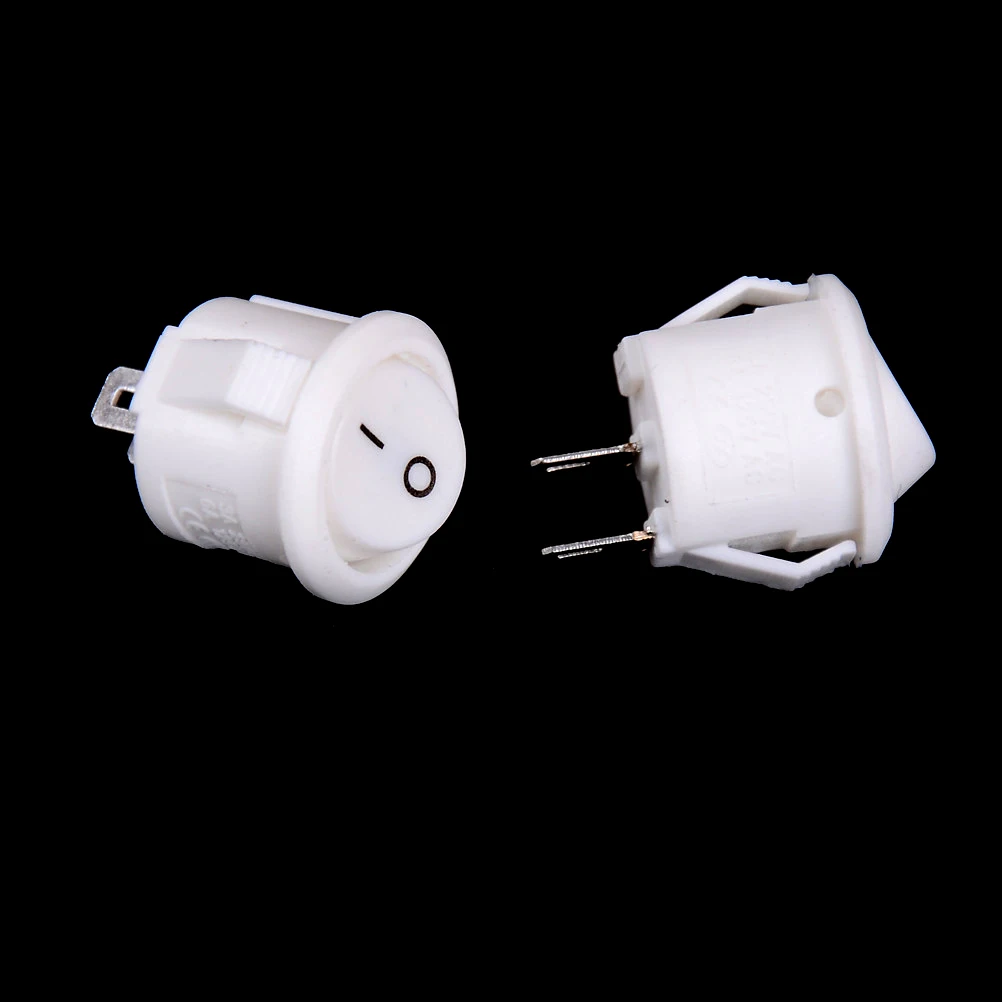 10Pcs/set 16mm Diameter Small Round White Boat Rocker Switches Mini 2 Pin ON-OFF Rocker Switch 3A/250V