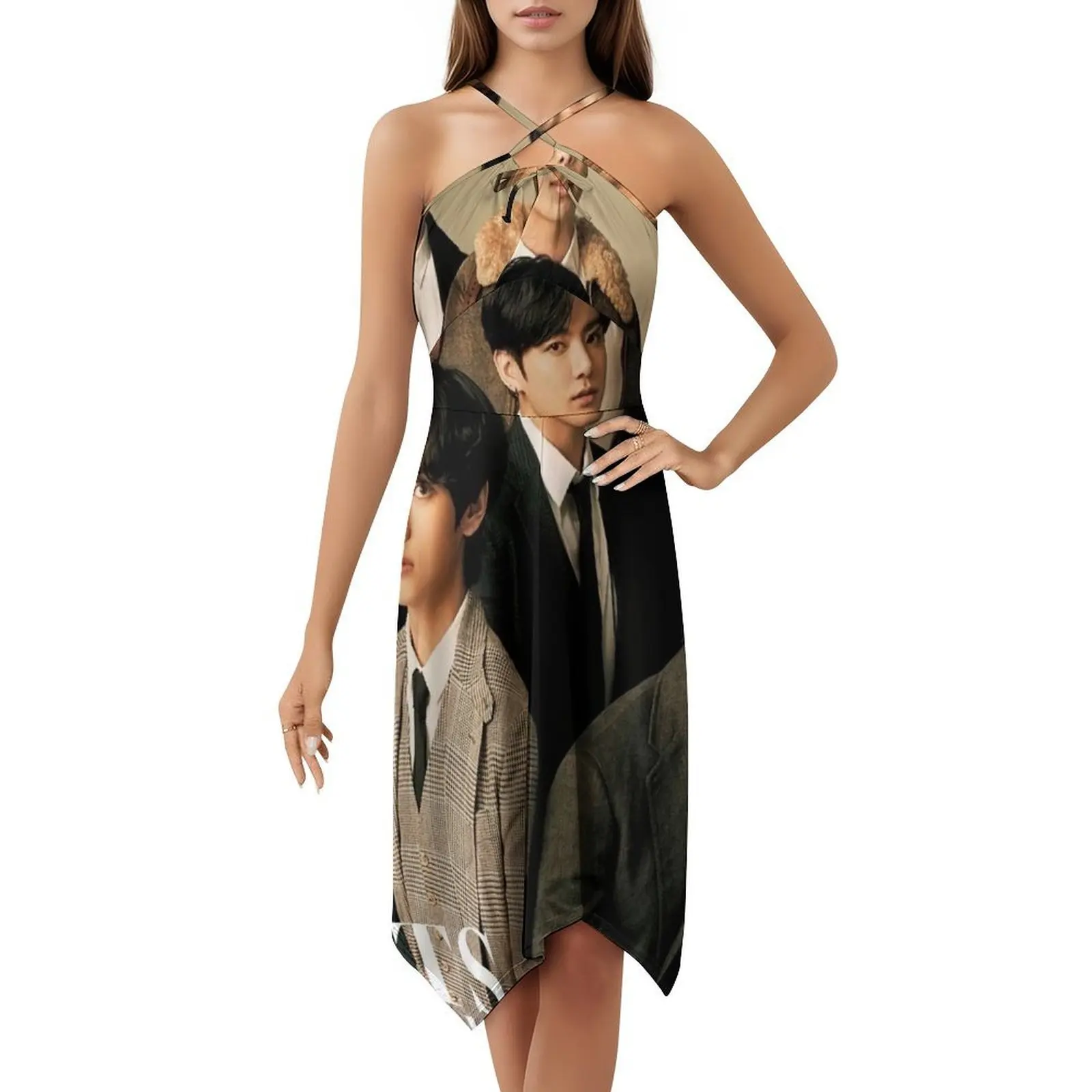 فستان قصير على طراز Domation Preppy الكوري للنساء على شكل حرف a فضفاض مناسب فستان يوم غير رسمي مجموعة أقضاء وسيم لطيفة Rm #5