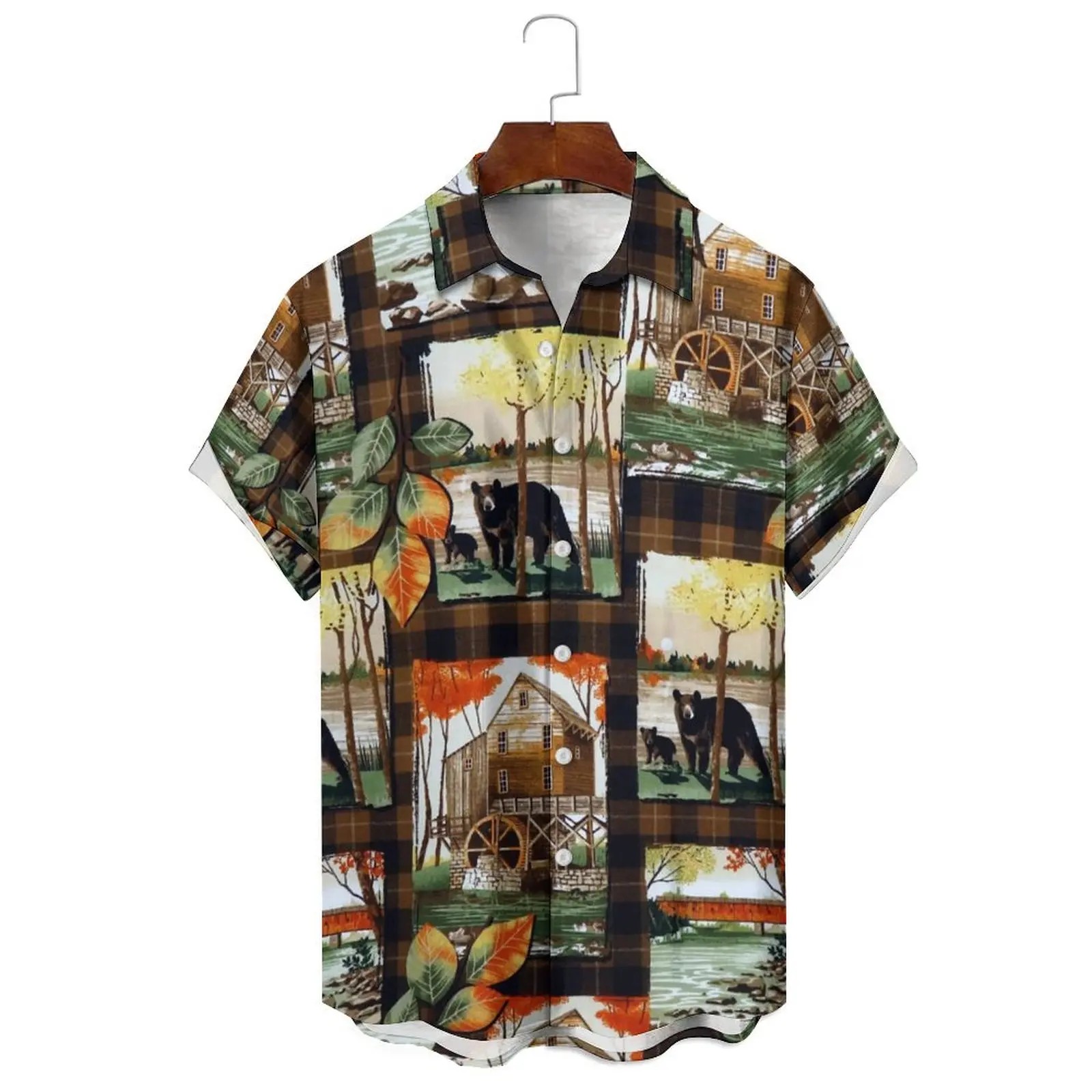 

Men/Women Dark Solid Color Summer Oil Painting Style Illustration Print Fashion Summer Fashion Loose Casual Short-Sleeved Shirt