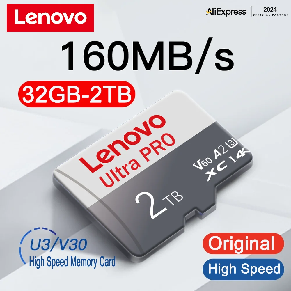 Lenovo Memory Card 128GB 2TB 1TB 512GB 256GB Micro TF SD Card V60 High Speed Cameracartão De Memória For Phone Camera