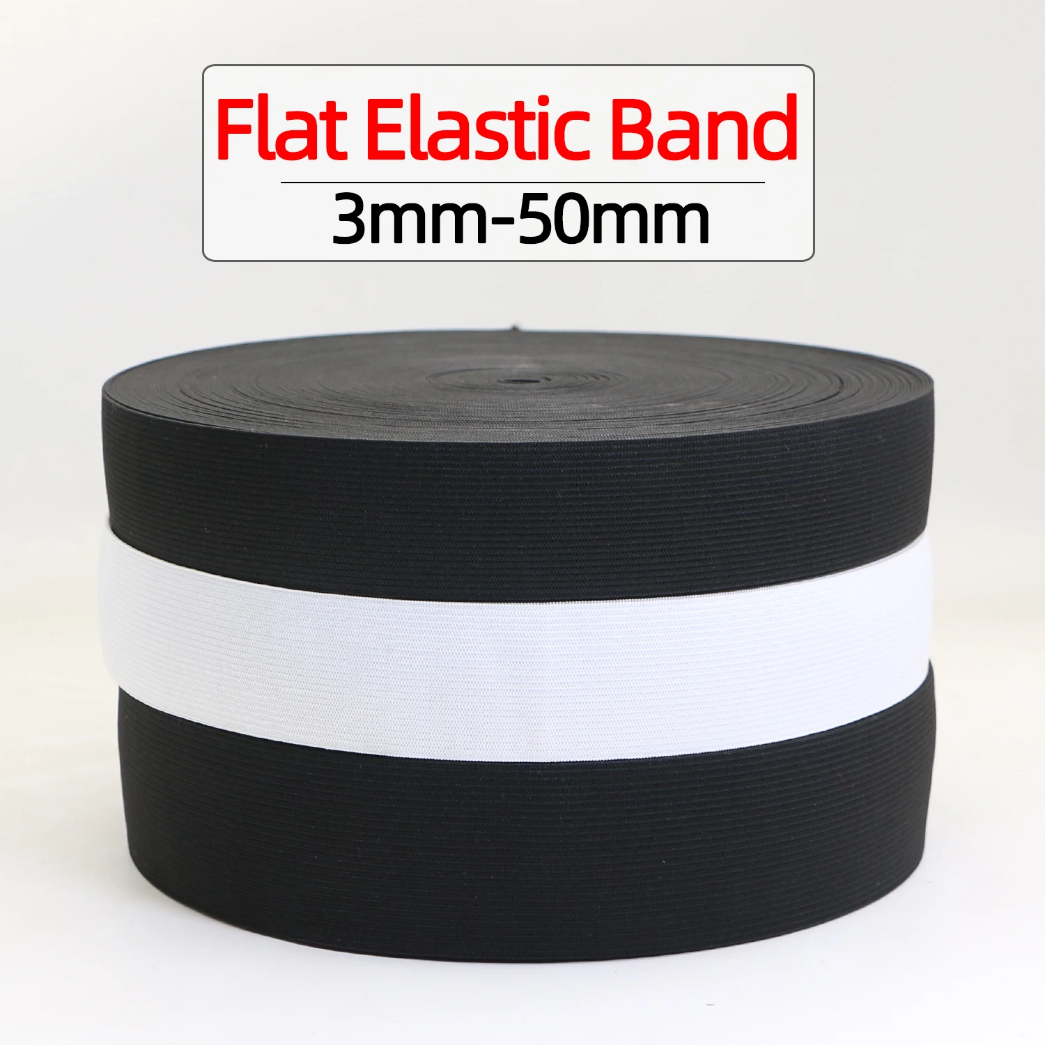 1 Meter Flat Elastic Band Rubber Band For Sewing Clothing Pants Accessories Stretch Belt Garment DIY Sewing Fabric Width 3-60MM